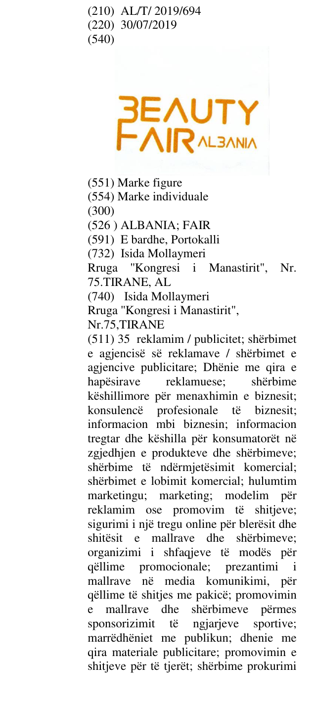 Zëri i markës ALBANIA; FAIR në buletin