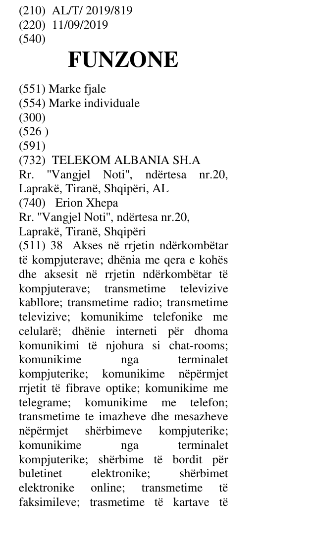Zëri i markës FUNZONE në buletin