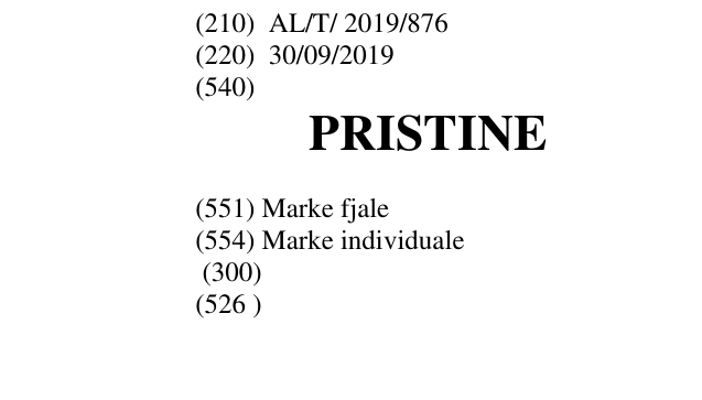 Zëri i markës PRISTINE në buletin