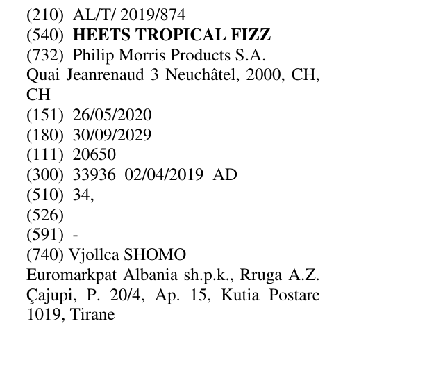 Zëri i markës HEETS TROPICAL FIZZ në buletin