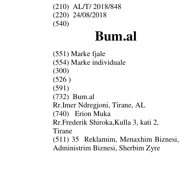 Zëri i markës Bum.al në buletin