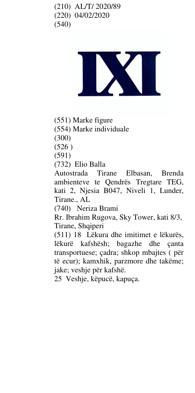 Zëri i markës IXI në buletin