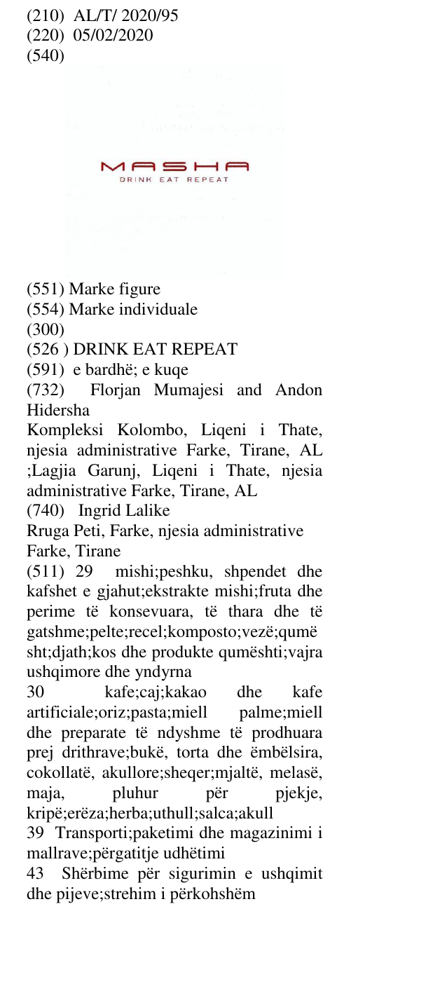 Zëri i markës DRINK EAT REPEAT në buletin