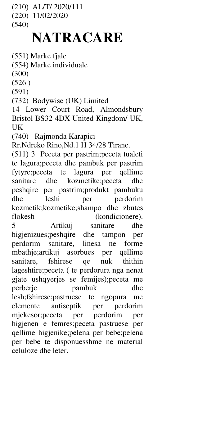 Zëri i markës NATRACARE në buletin
