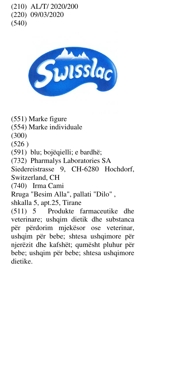 Zëri i markës SWISSLAC në buletin