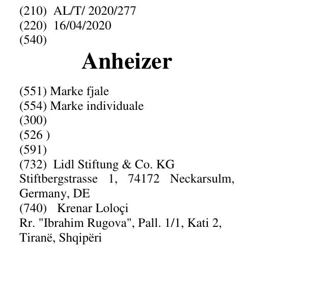 Zëri i markës Anheizer në buletin