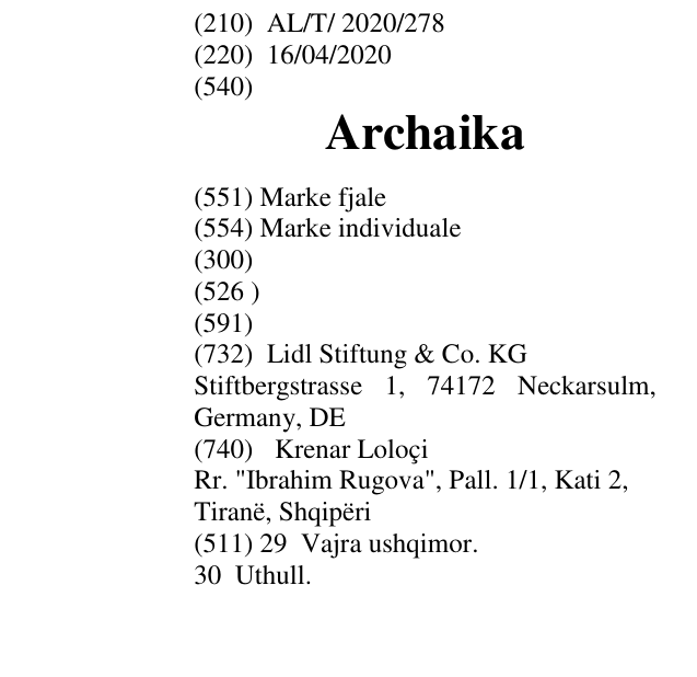 Zëri i markës Archaika në buletin