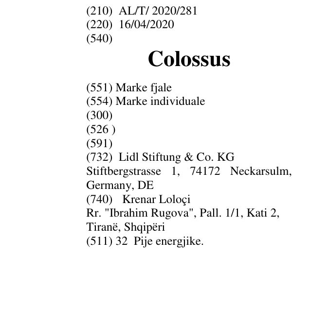 Zëri i markës Colossus në buletin