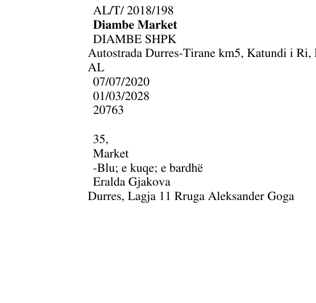 Zëri i markës Diambe Market në buletin