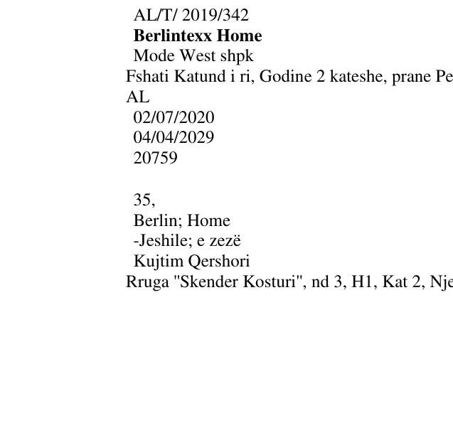 Zëri i markës Berlintexx Home në buletin