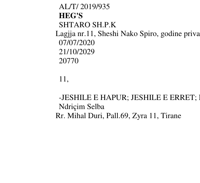 Zëri i markës HEG'S në buletin