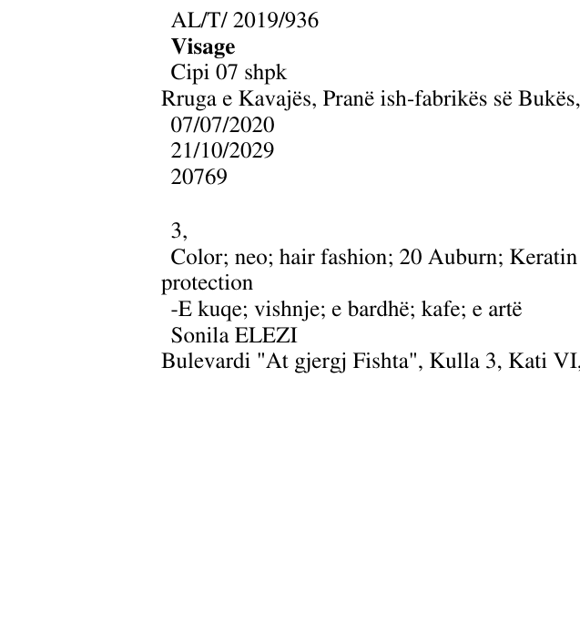 Zëri i markës Visage në buletin