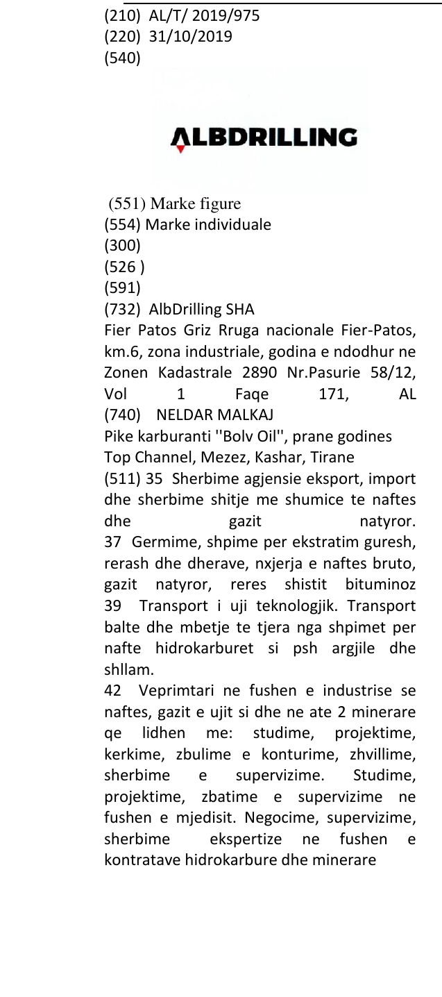 Zëri i markës ALBDRILLING në buletin