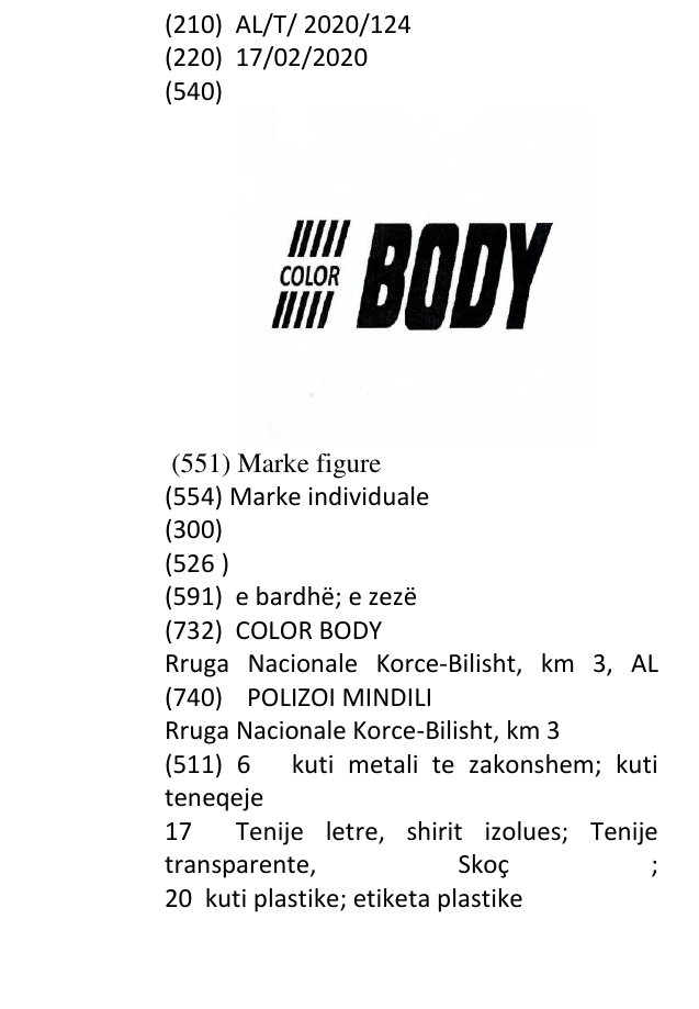 Zëri i markës COLOR BODY në buletin
