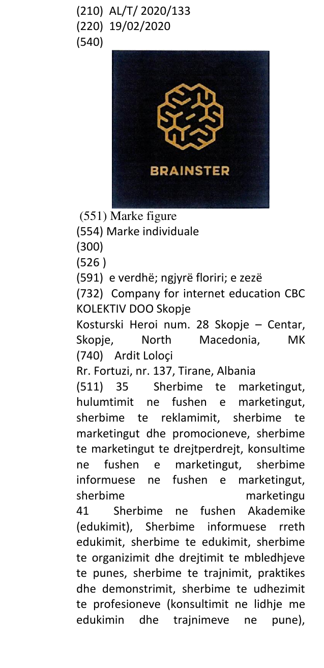 Zëri i markës BRAINSTER në buletin