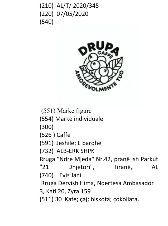 Zëri i markës Caffe në buletin