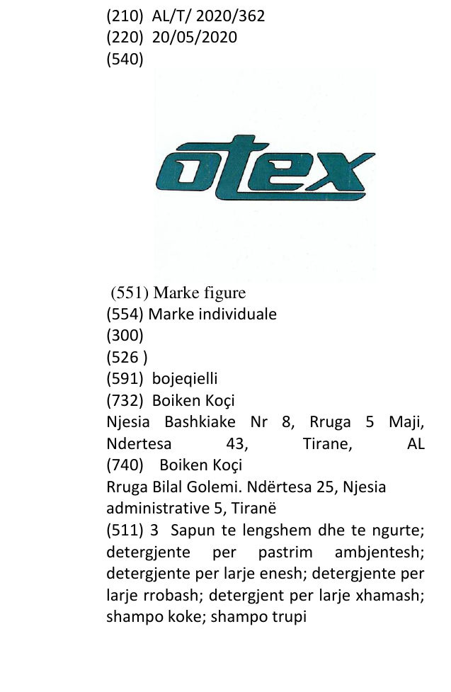 Zëri i markës OTEX në buletin