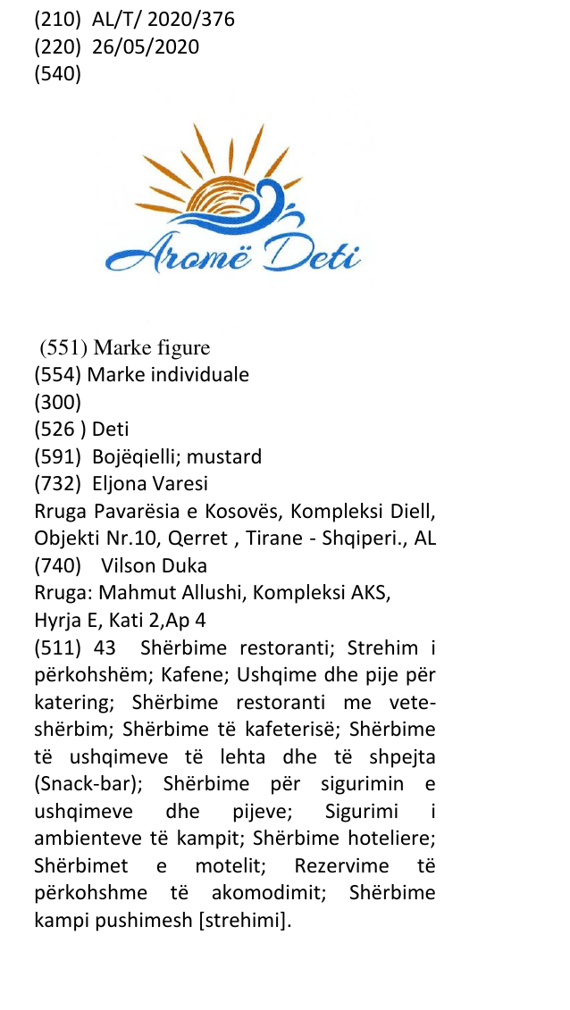 Zëri i markës Deti në buletin