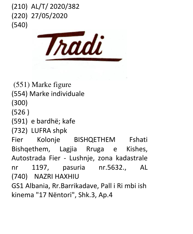 Zëri i markës TRADI në buletin