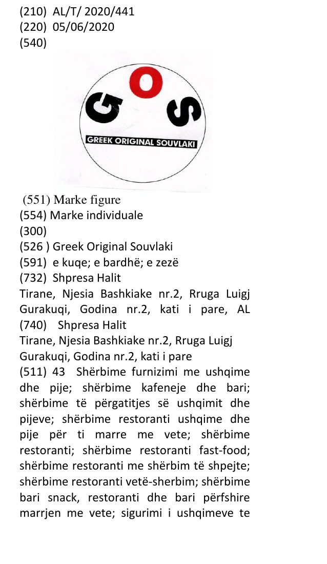 Zëri i markës Greek Original Souvlaki në buletin