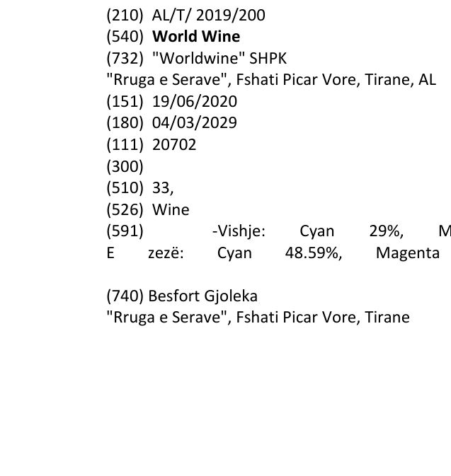 Zëri i markës World Wine në buletin
