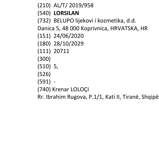Zëri i markës LORSILAN në buletin