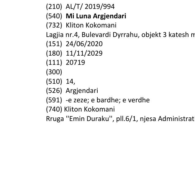 Zëri i markës Mi Luna Argjendari në buletin