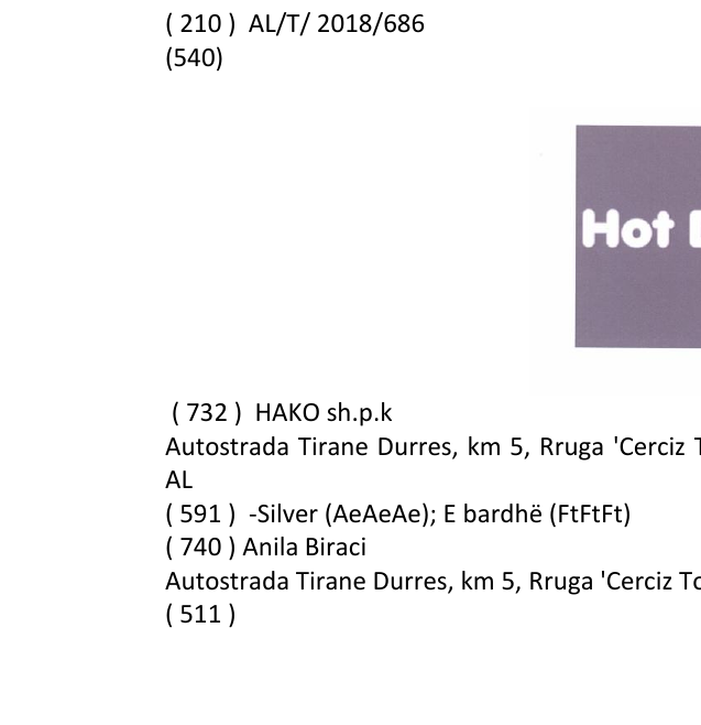 Zëri i markës Hot Dog në buletin