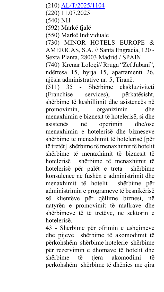 Zëri i markës NH në buletin