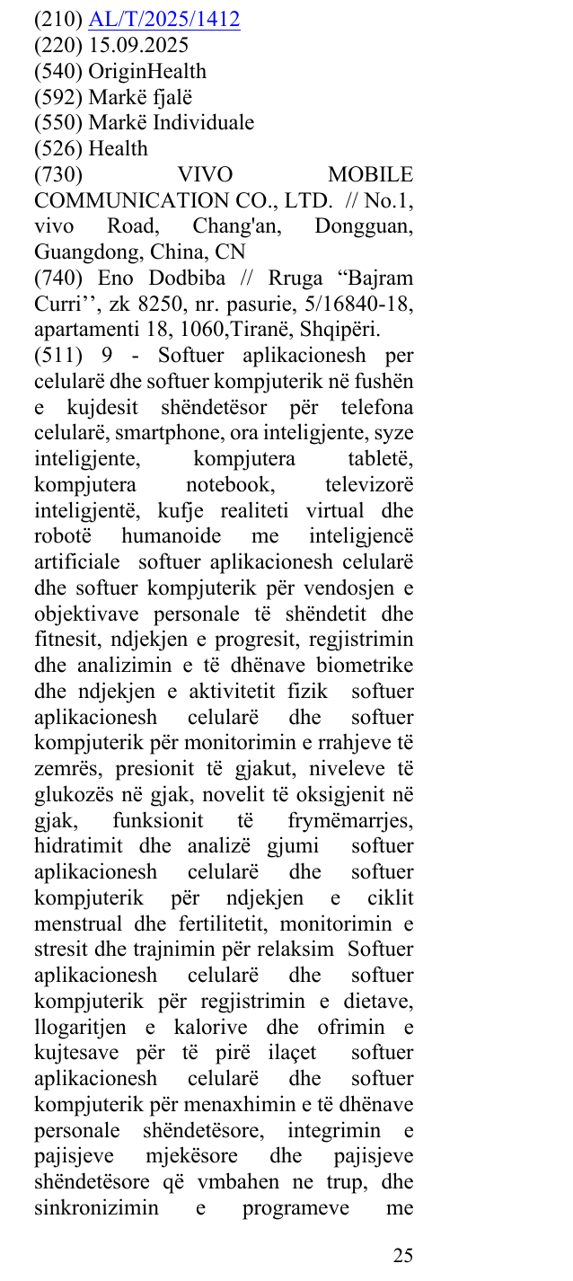 Zëri i markës OriginHealth në buletin