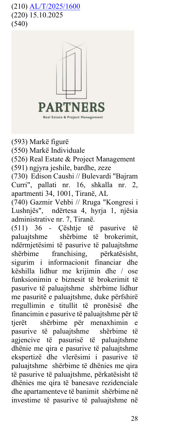 Zëri i markës Real Estate & Project Management në buletin