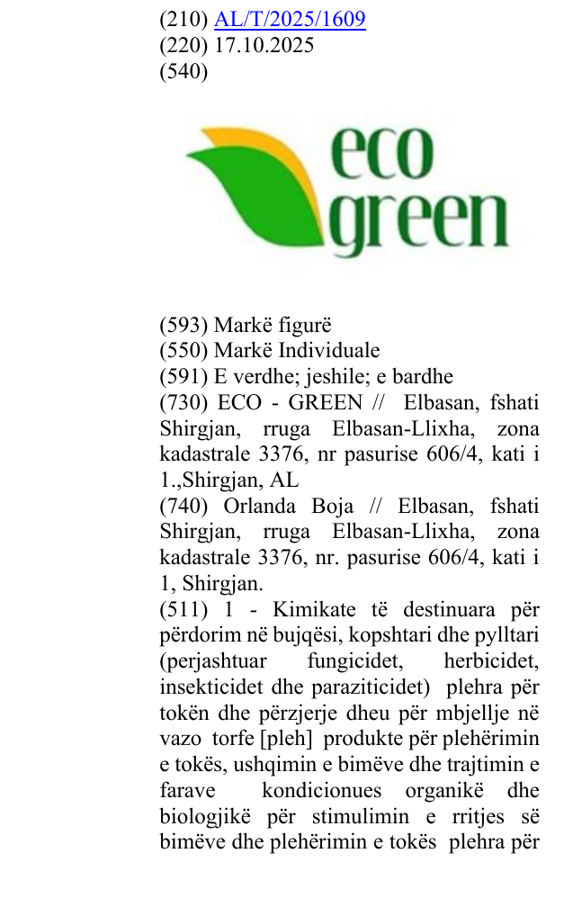Zëri i markës eco green në buletin