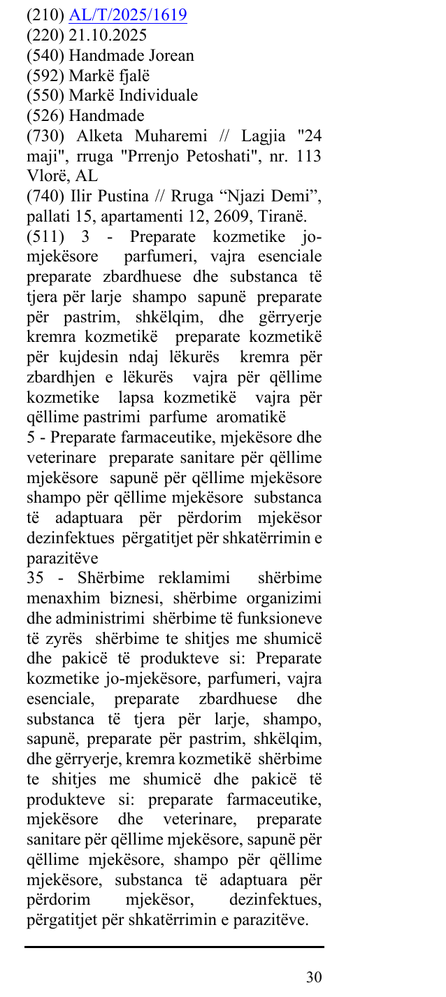 Zëri i markës Handmade Jorean në buletin