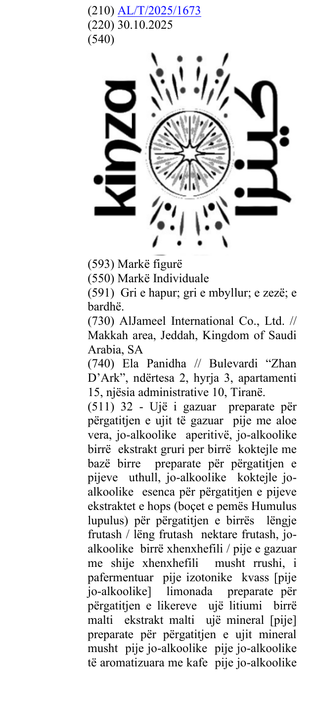 Zëri i markës kinza në buletin