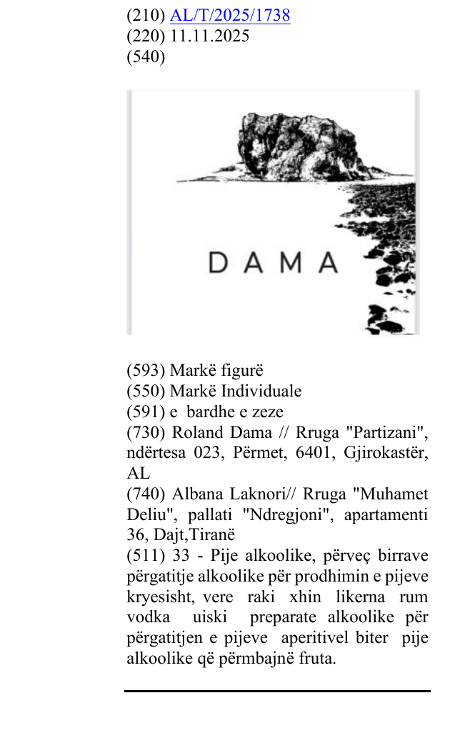 Zëri i markës DAMA në buletin
