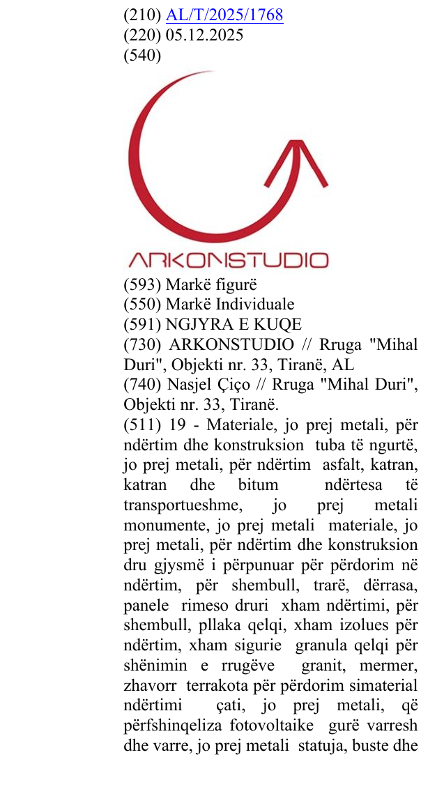 Zëri i markës ARKONSTUDIO në buletin
