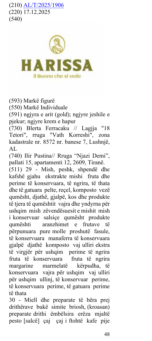 Zëri i markës HARISSA il Buono che si vede në buletin