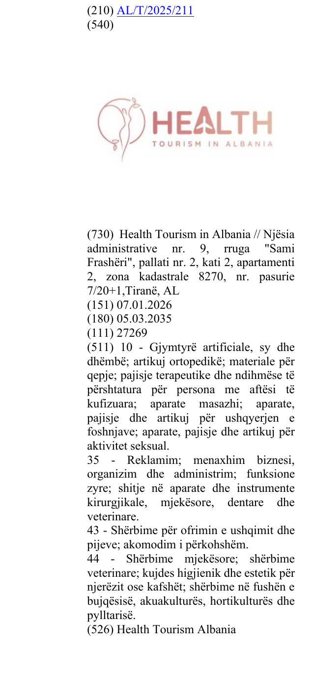 Zëri i markës Health Tourism Albania në buletin