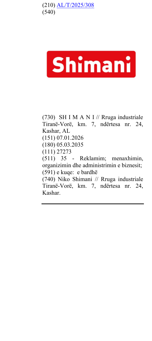 Zëri i markës Shimani në buletin