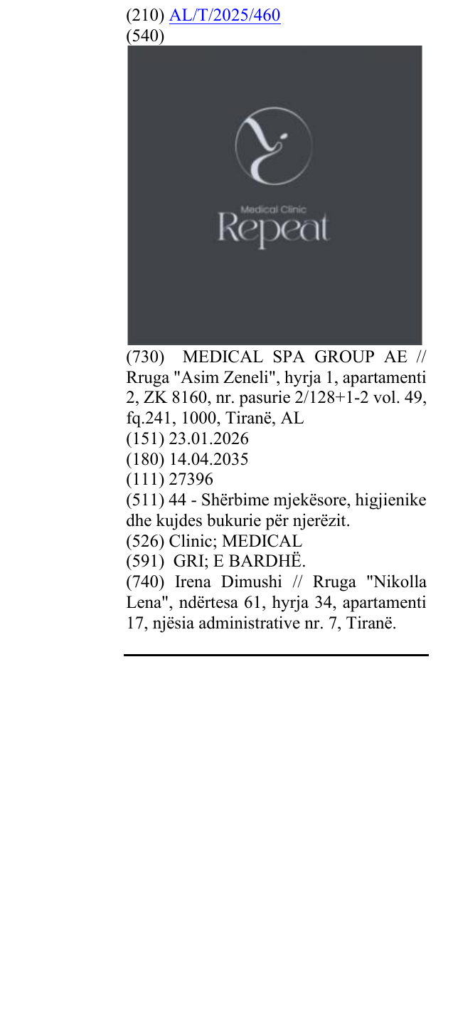 Zëri i markës Clinic; MEDICAL në buletin