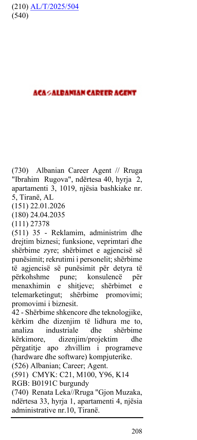 Zëri i markës Albanian; Career; Agent. në buletin