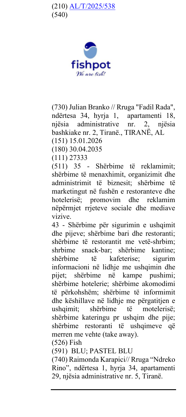 Zëri i markës Fish në buletin