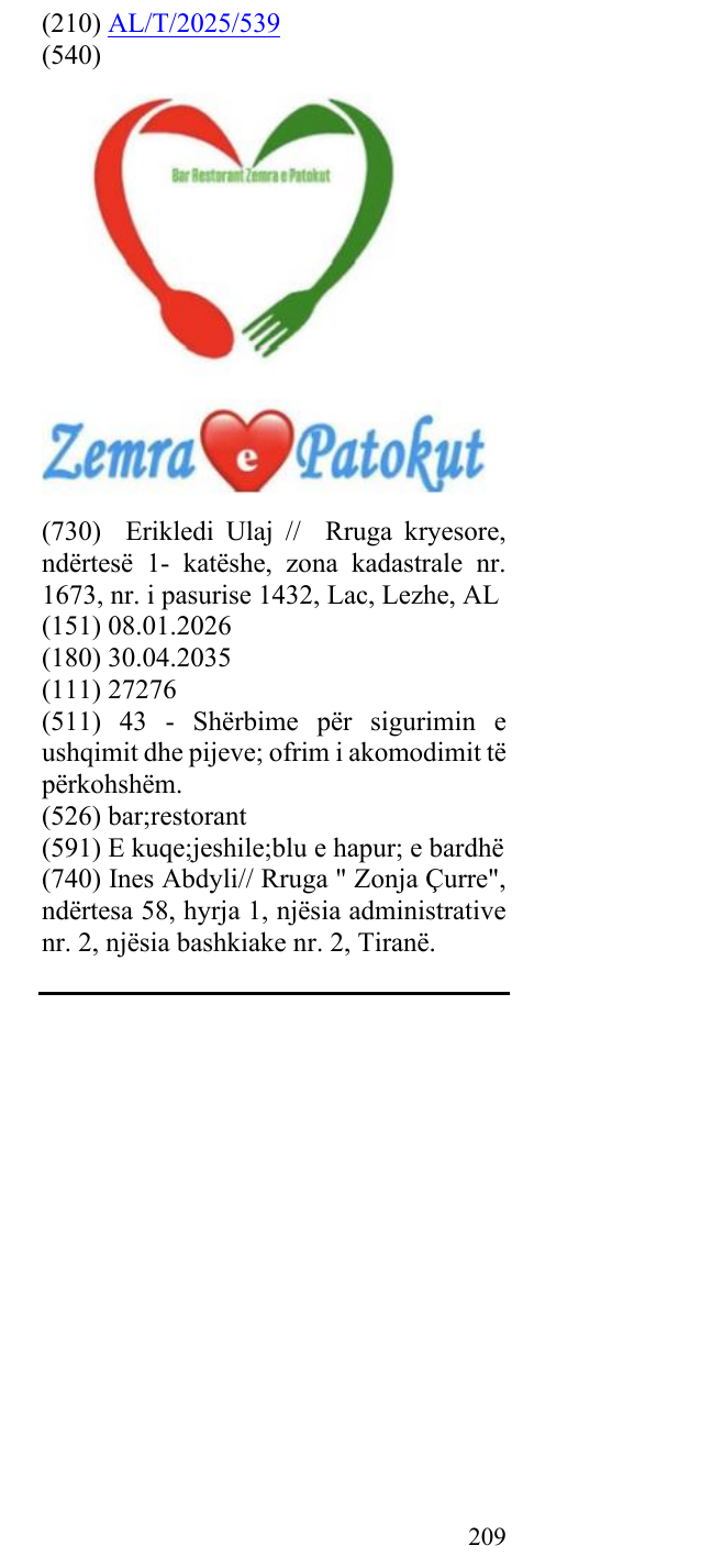 Zëri i markës bar;restorant në buletin