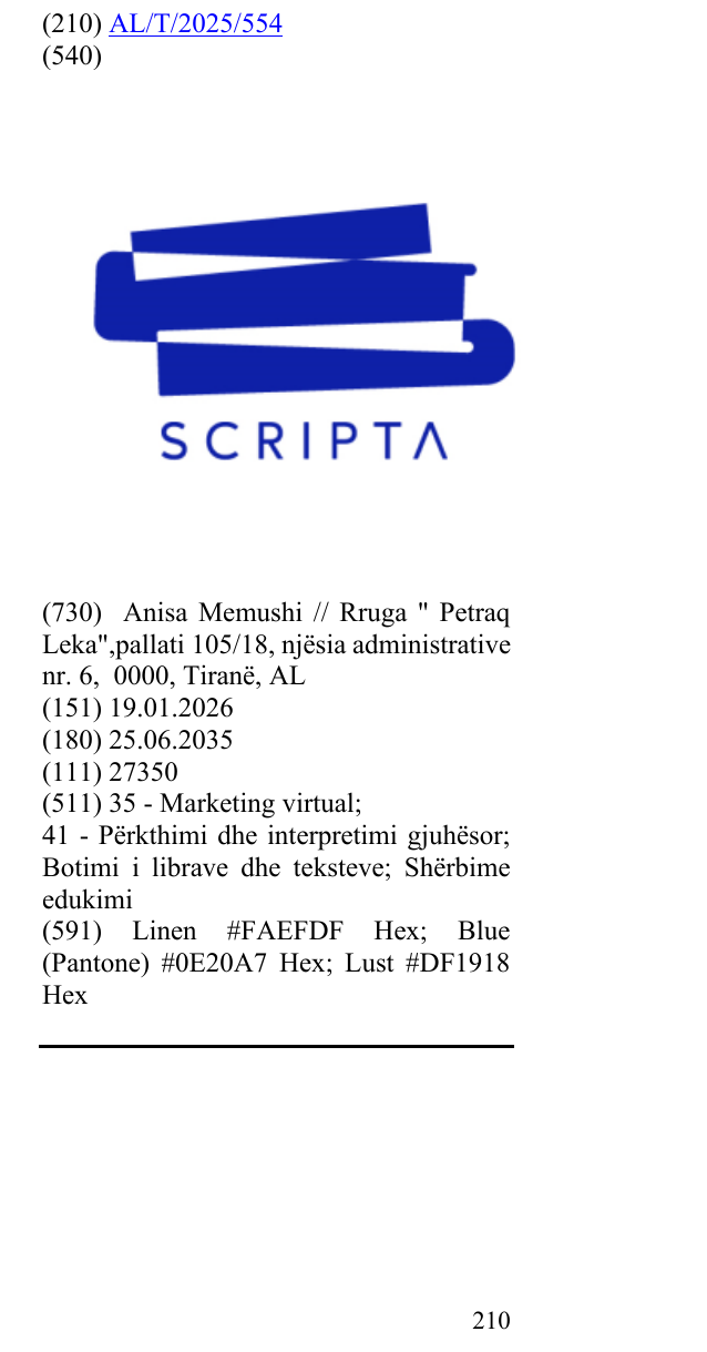 Zëri i markës SCRIPTA në buletin