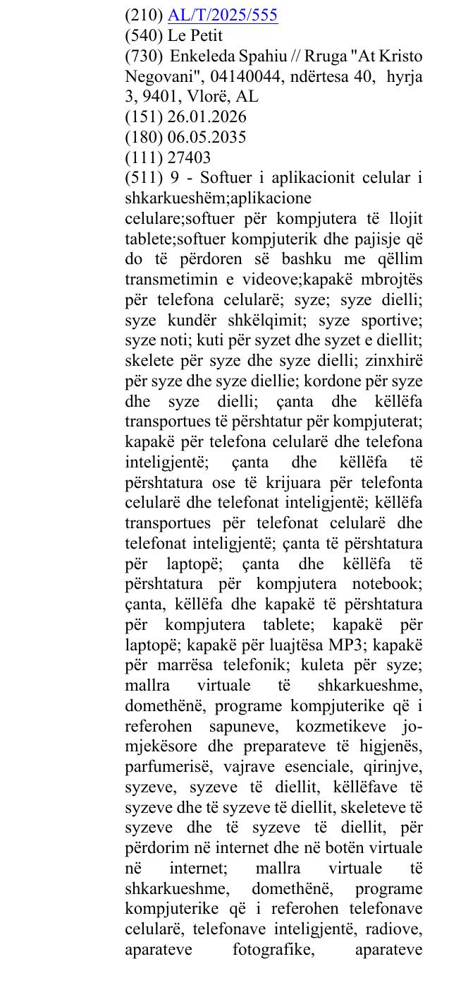 Zëri i markës Le Petit në buletin