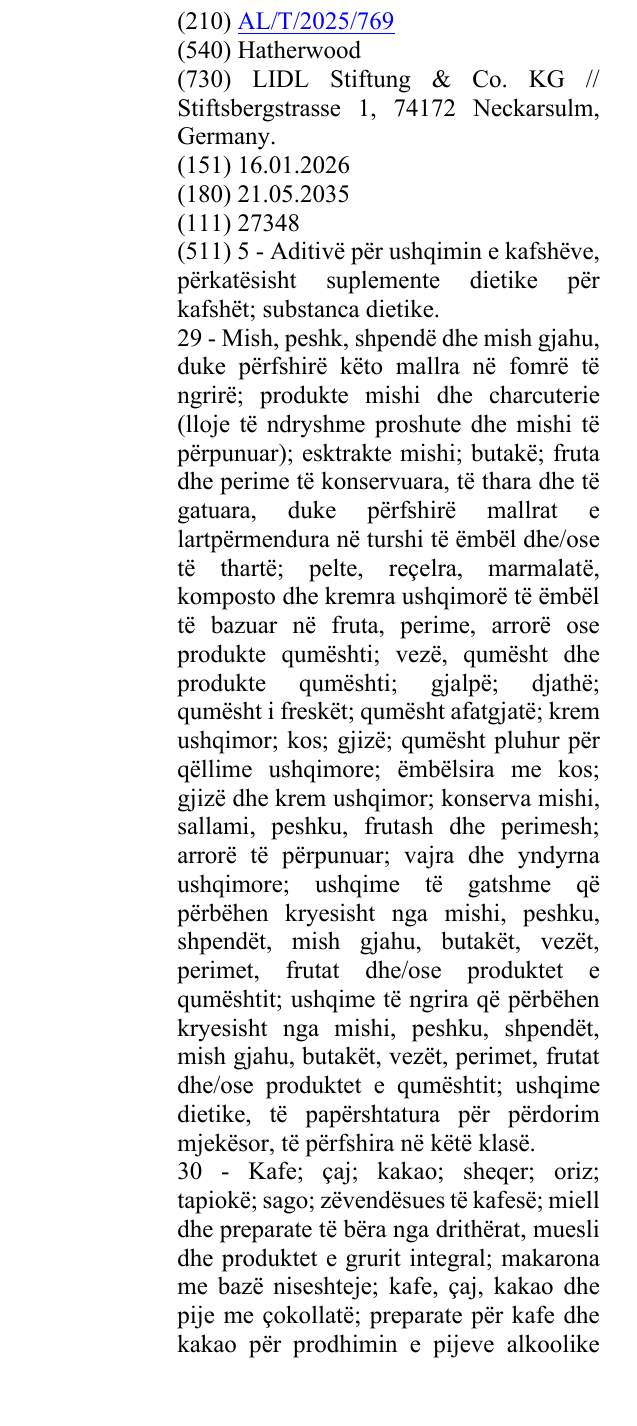 Zëri i markës Hatherwood në buletin