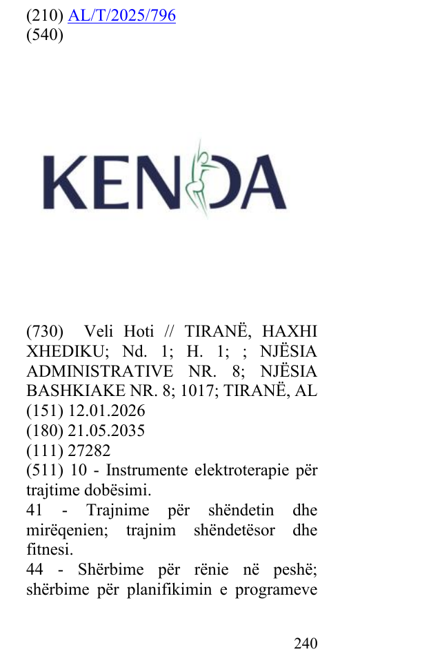 Zëri i markës KENDA në buletin