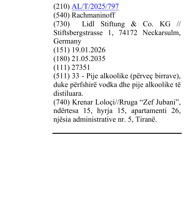 Zëri i markës Rachmaninoff në buletin