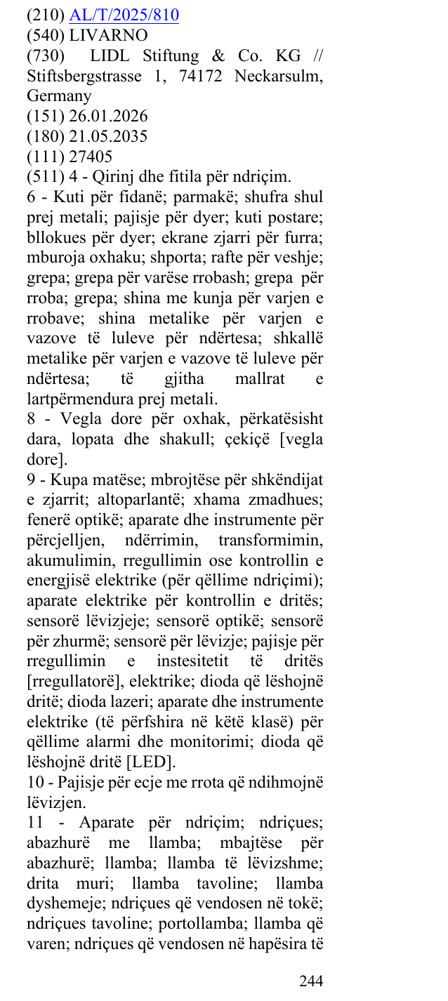Zëri i markës LIVARNO në buletin