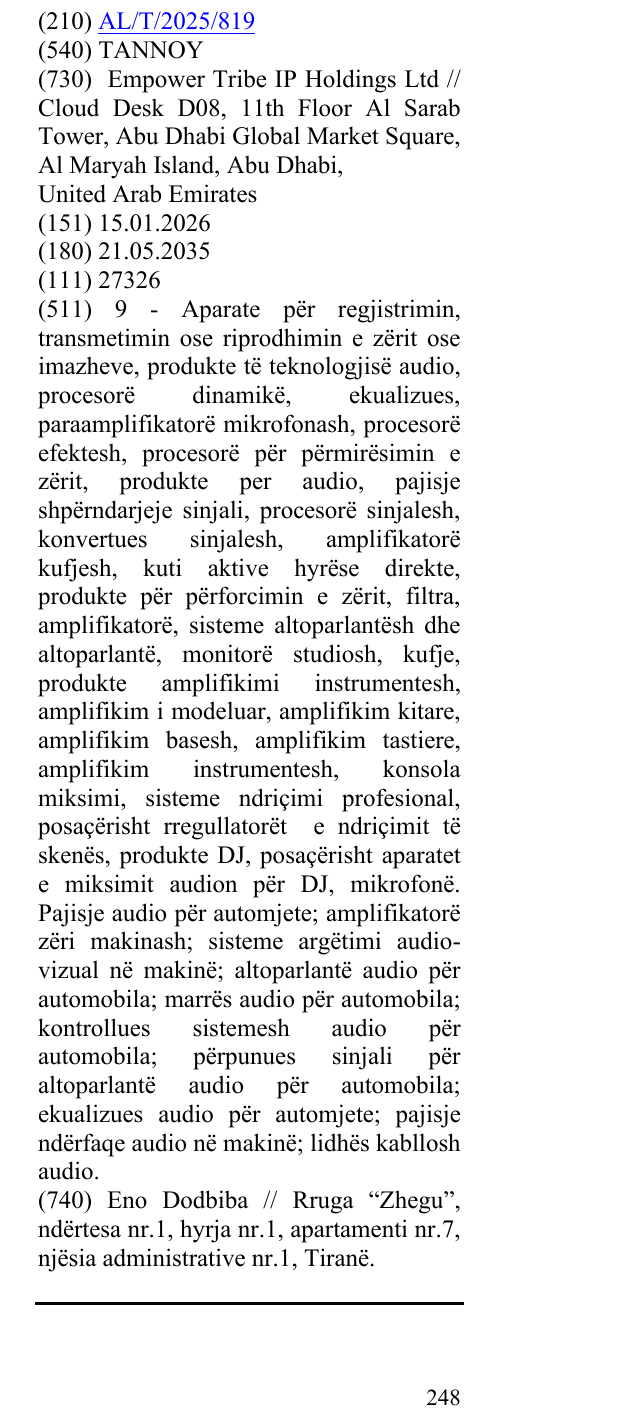 Zëri i markës TANNOY në buletin